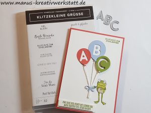 Klitzekleine Grüße, Buchstabenmix, Froschkönig, Stampin'Up!, Stanze Luftballon